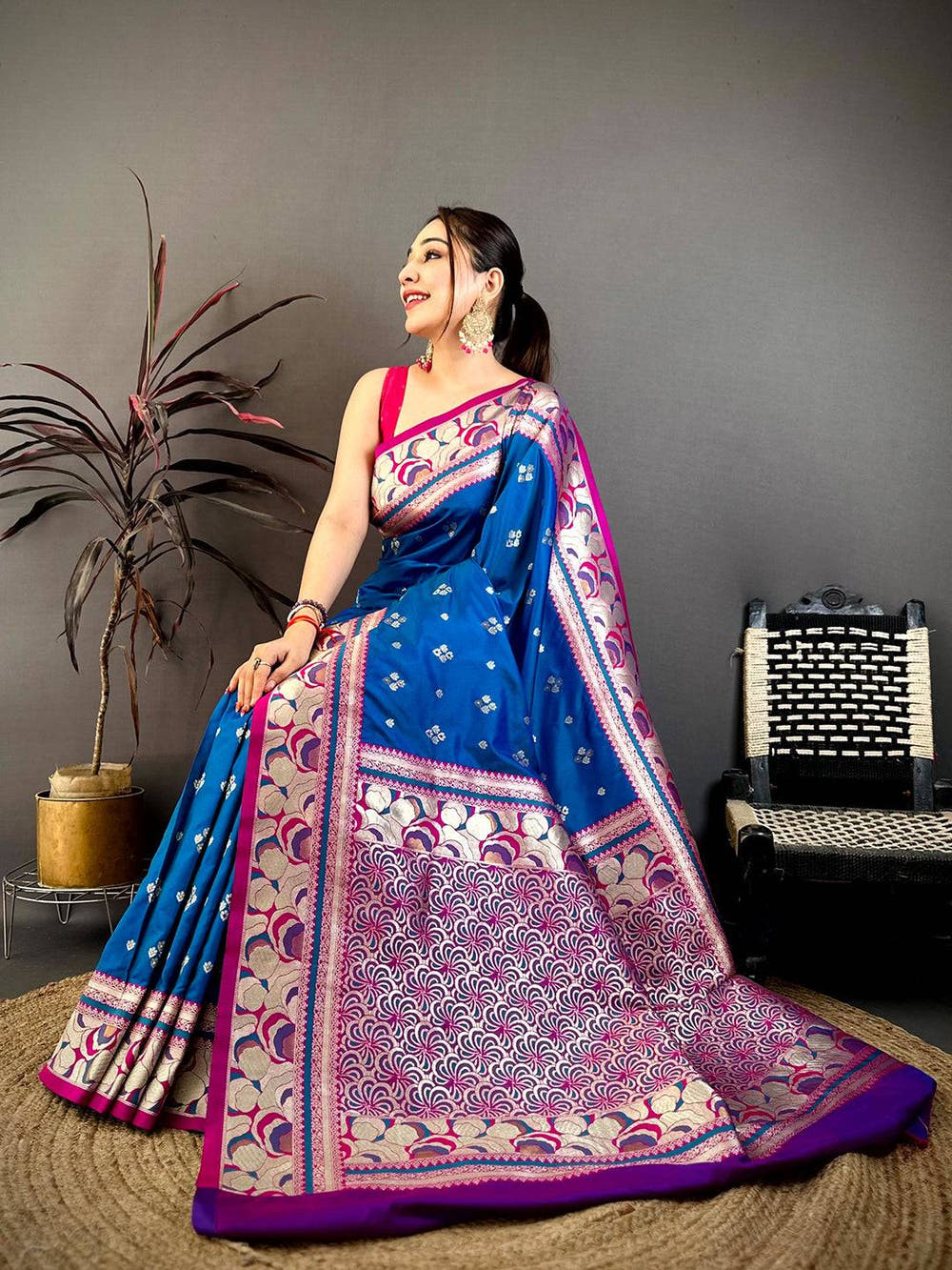 Royal Blue Soft Silk Kanjivaram Saree