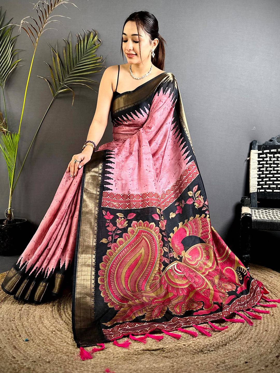 Majestic Kalamkari Dola Silk Saree