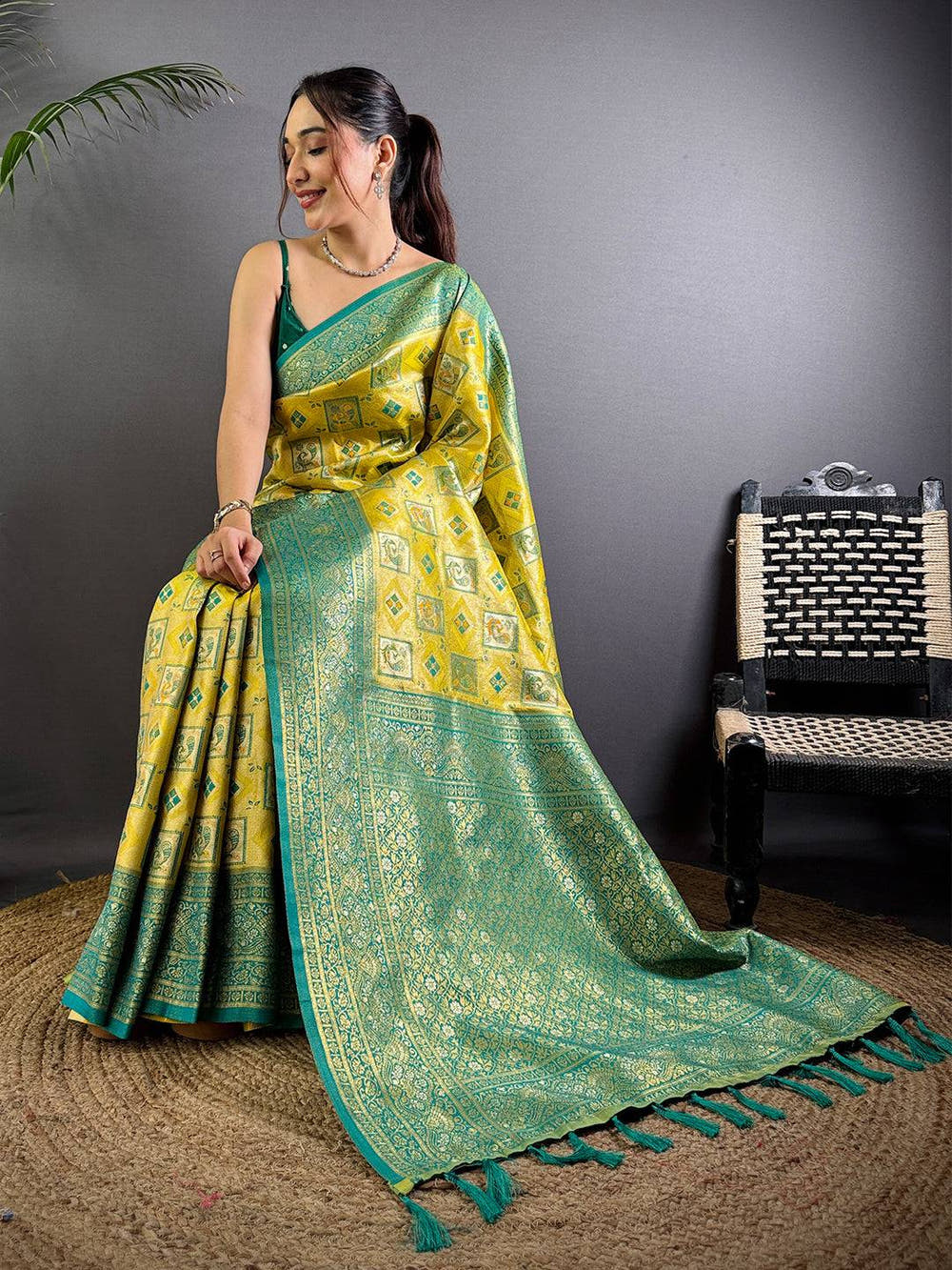 Majesty Warli Gold Zari Dharamavaram Silk Saree