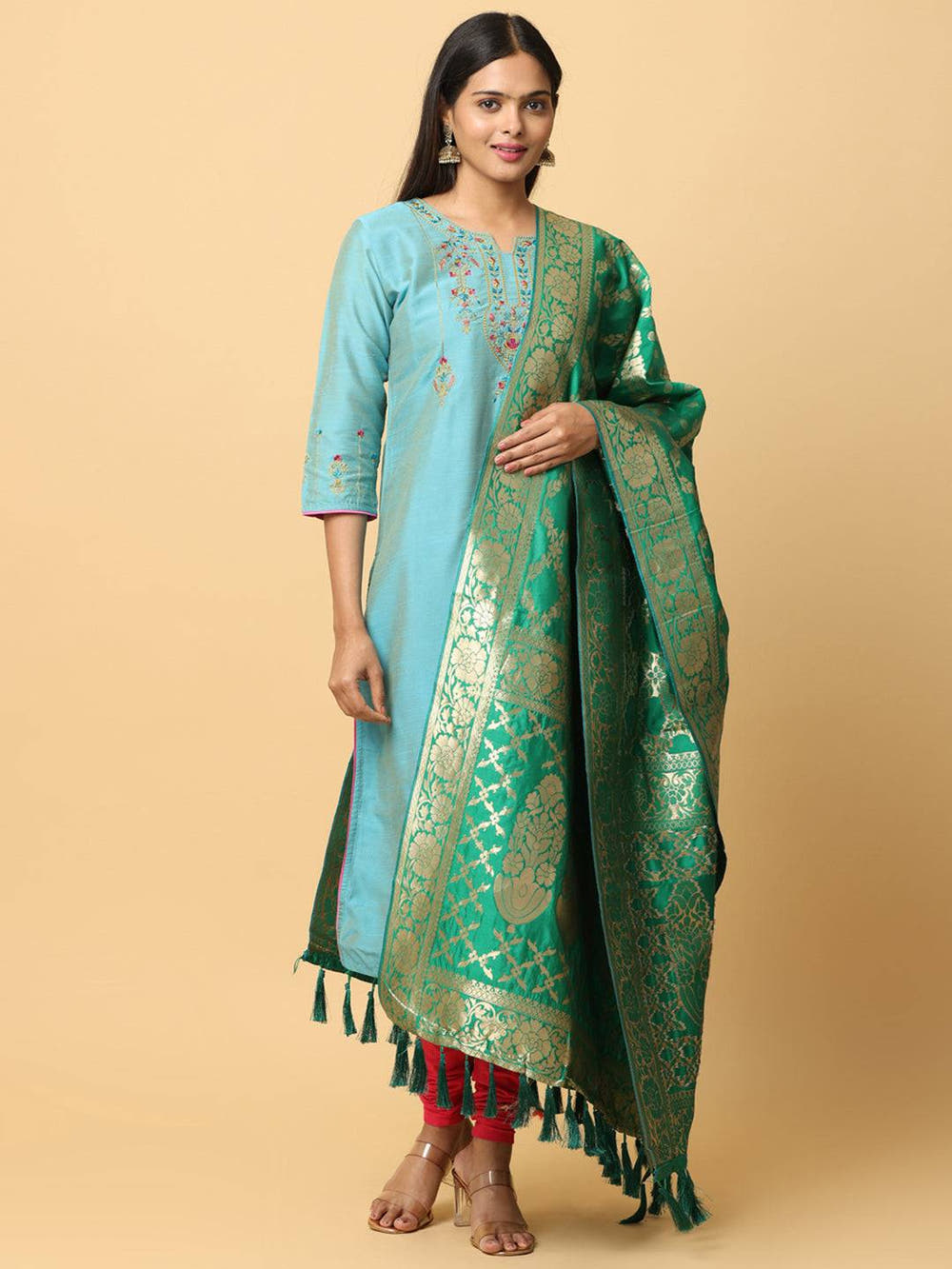 Beautiful Silk Blend Woven Design Dupatta