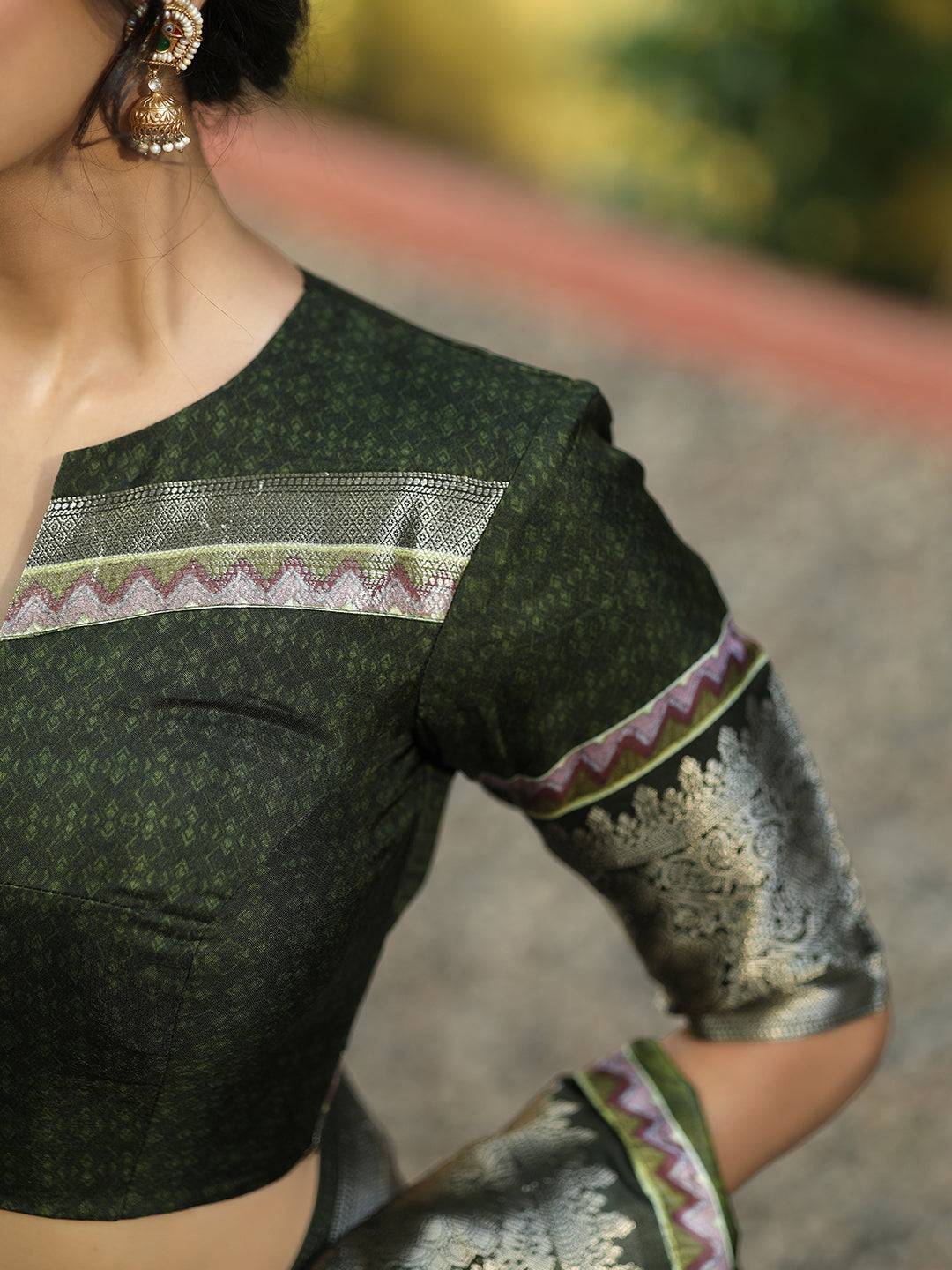 Green Colour Batik Pen kalamkari Saree With Zari Weaving Pallu - Luxe