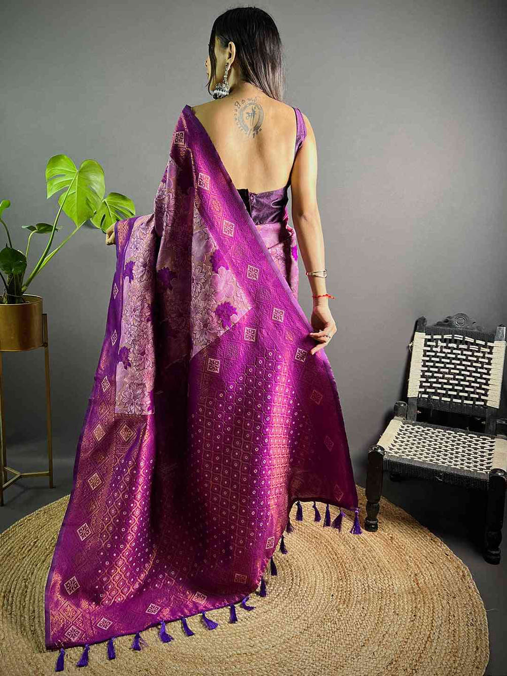 Lavender Soft Silk Butta Weaving Saree