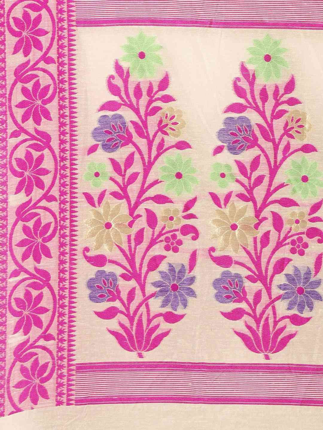 Jamdani Cream Colour Woven Design Saree