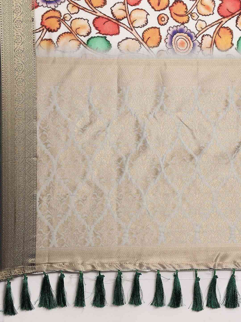 Banarasi White Colour Print Silk  Saree