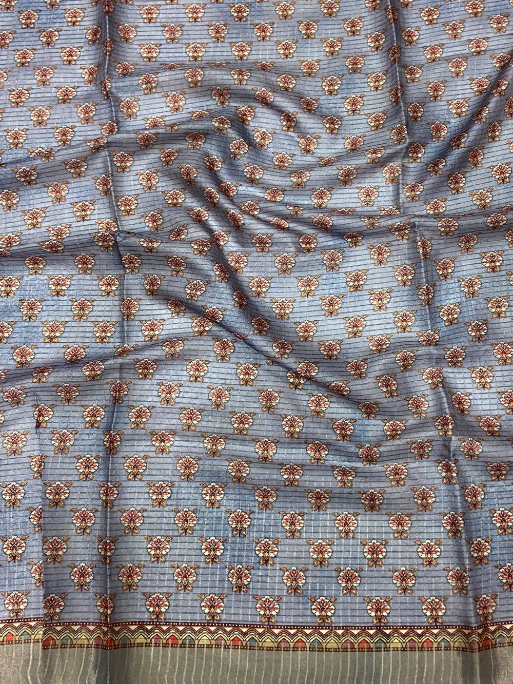 Graceful Off White Soft Silk Chex Saree