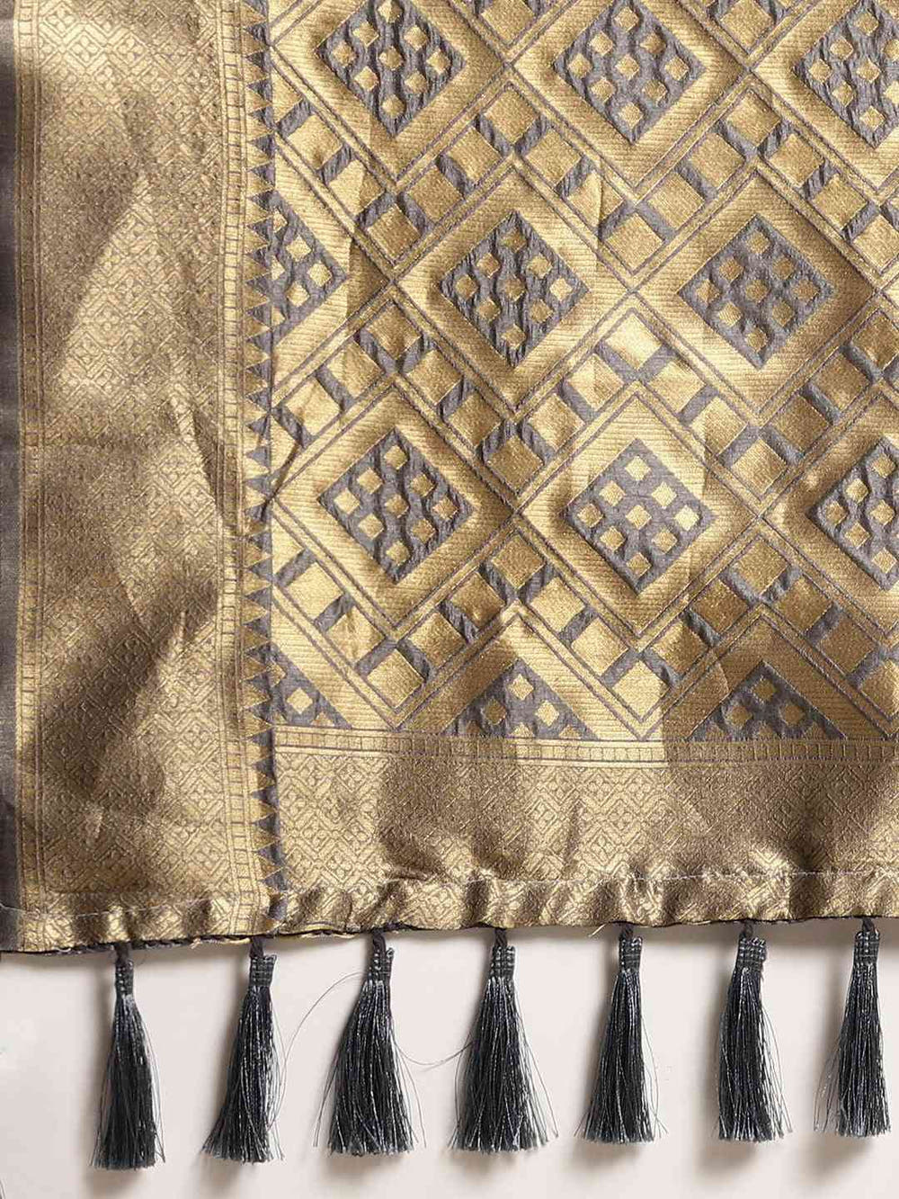 Banarasi Grey Colour Woven Design Saree With Zari Border