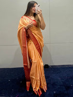 Pure Woven Printed Viscose Saree With Bandhej Motifs