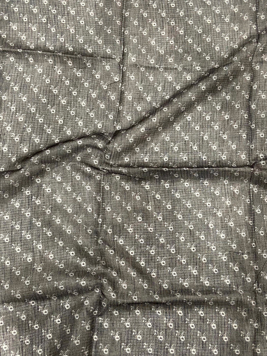Charcoal Brown Kota Floral Digital Cut Work Saree