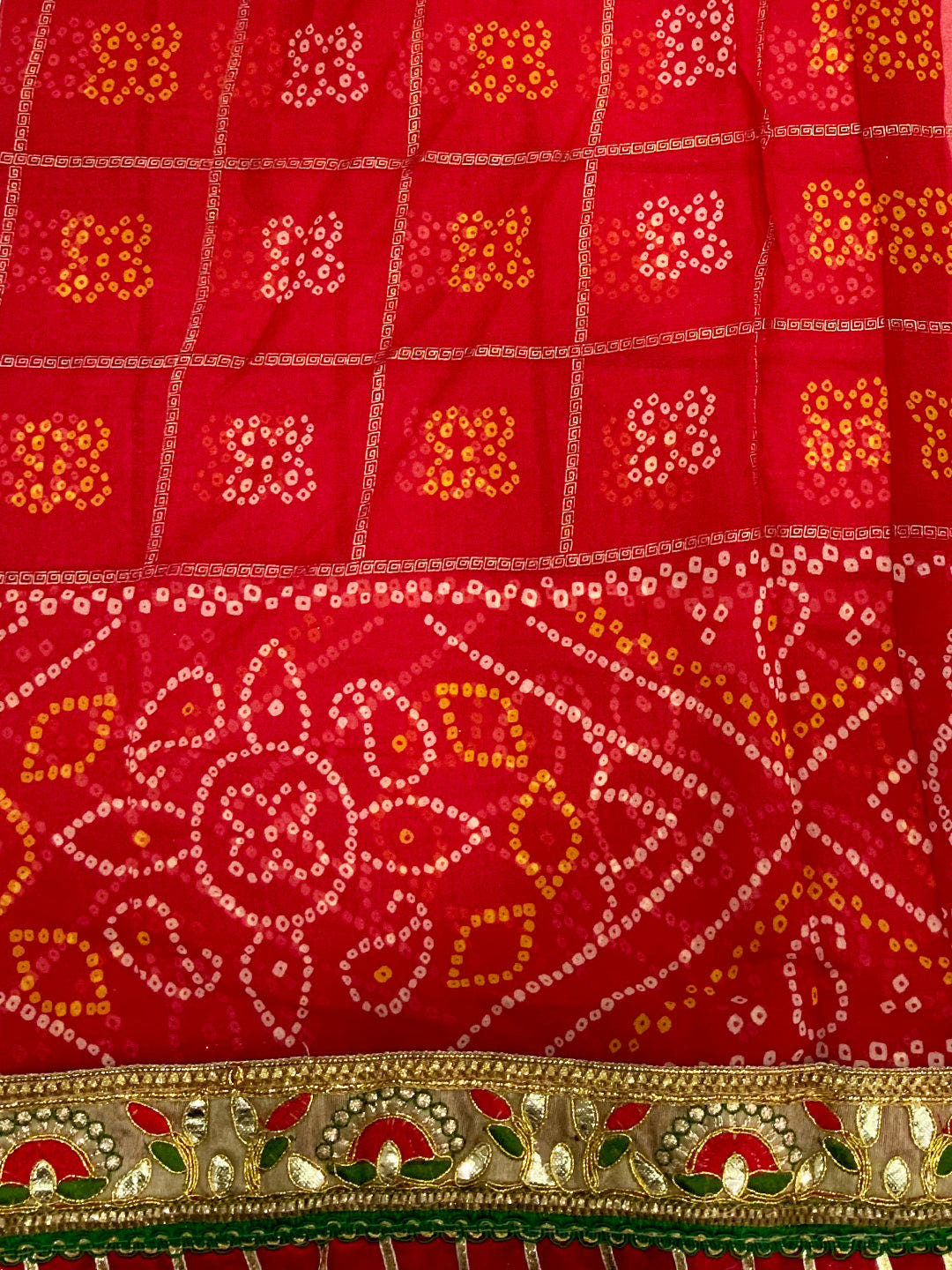 Bandhej Print Foil Work Festival Wear Saree