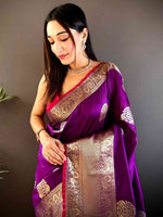 Wine Kanjivaram Soft Silk Kanchi Zari Weaving Saree
