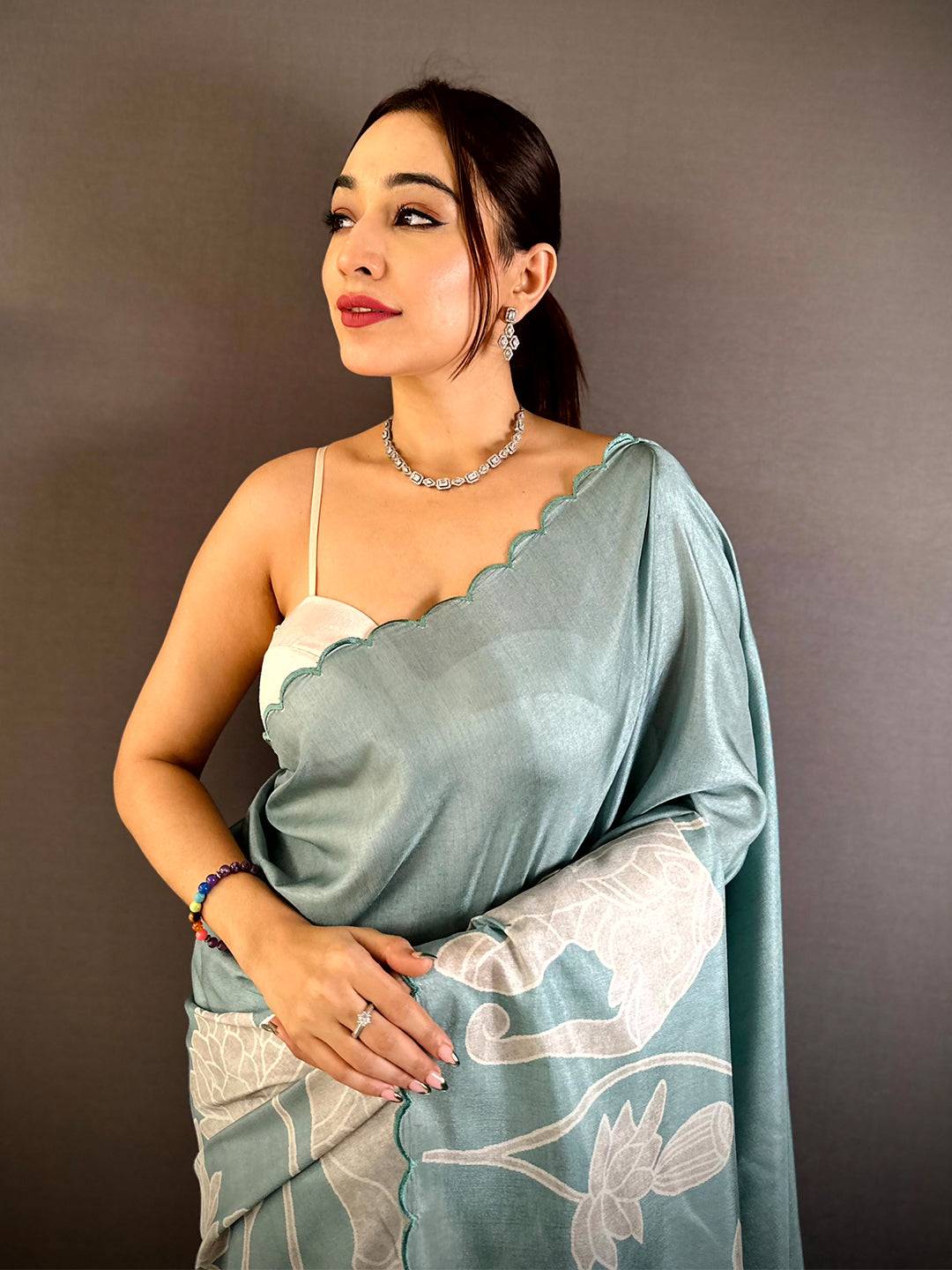 Artistic Tussar Cutwork Digital Saree
