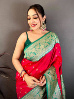 Bright Pink Soft Silk Kanjivaram Saree