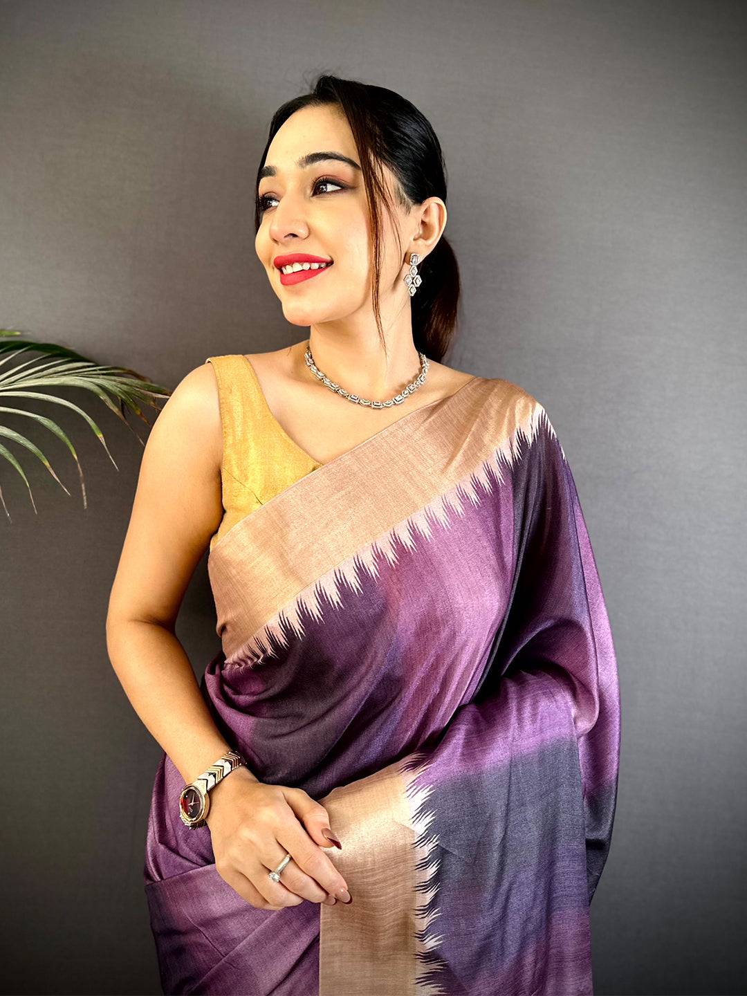 Radiant Linen Kalamkari Pallu Saree