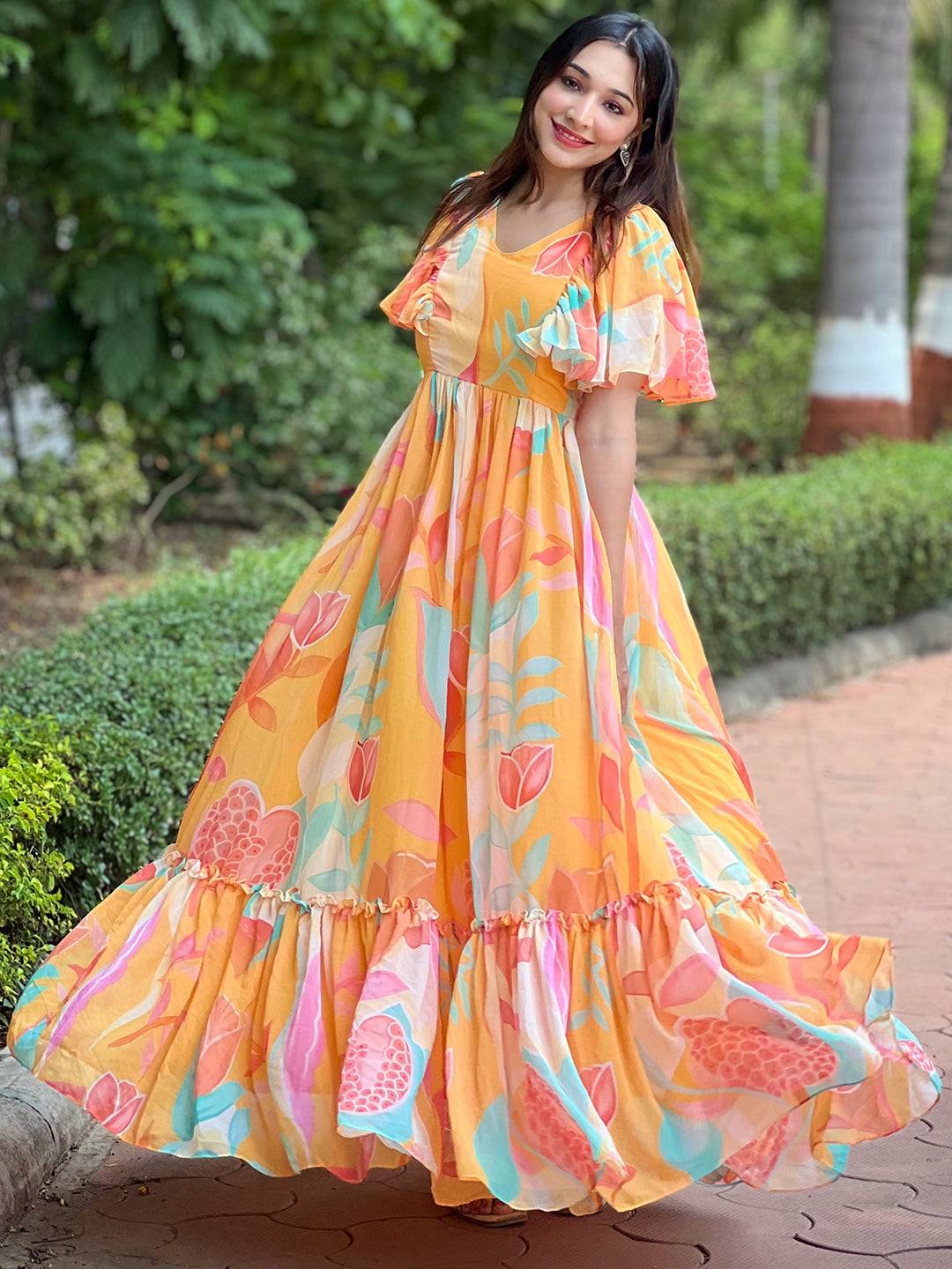 Carnival Yellow V-Neck Dress