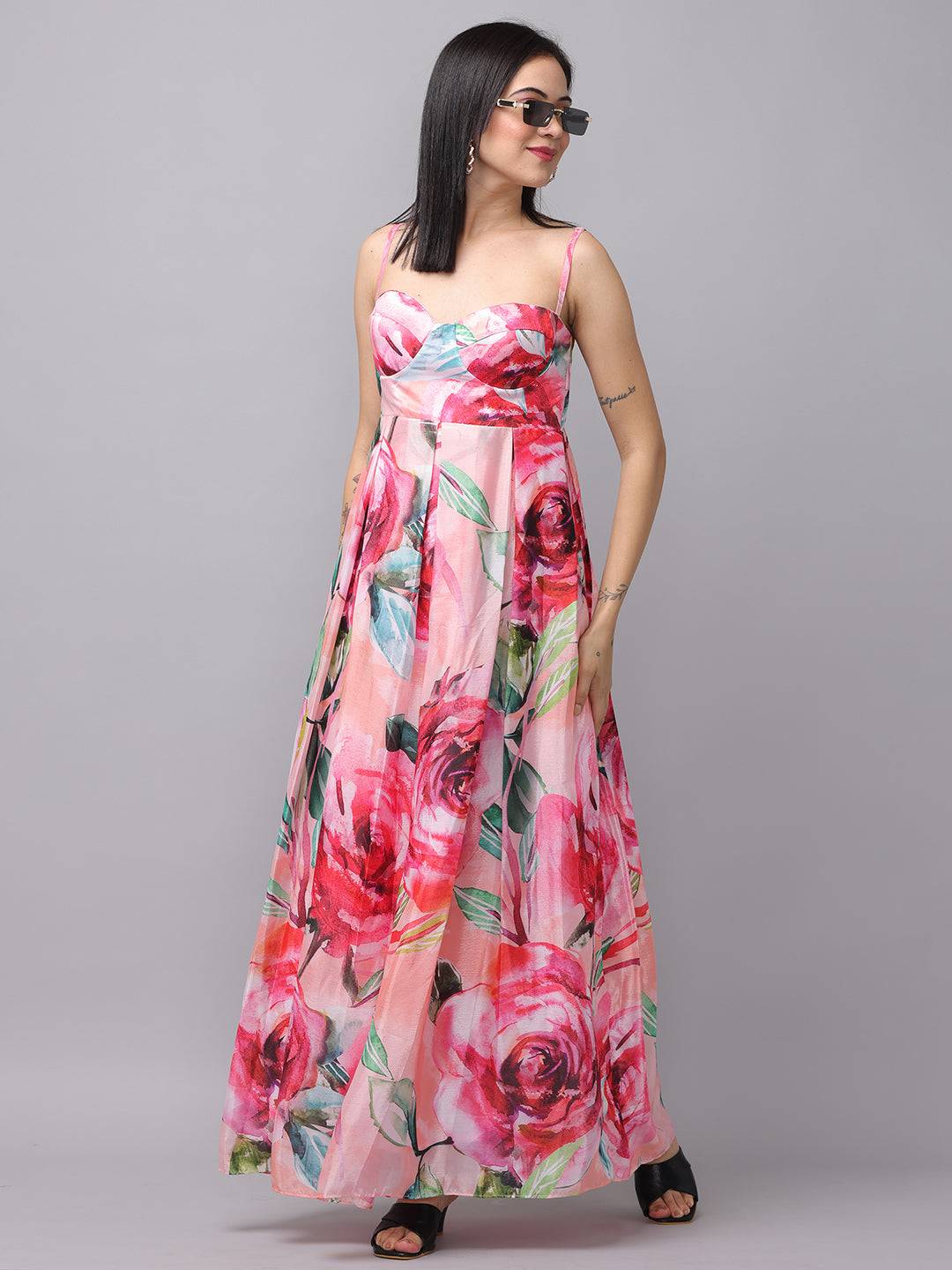 Rose Mist Chiffon Printed Dress