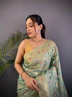 Jangal Minaather Zari Weaving Banarasi Silk Saree