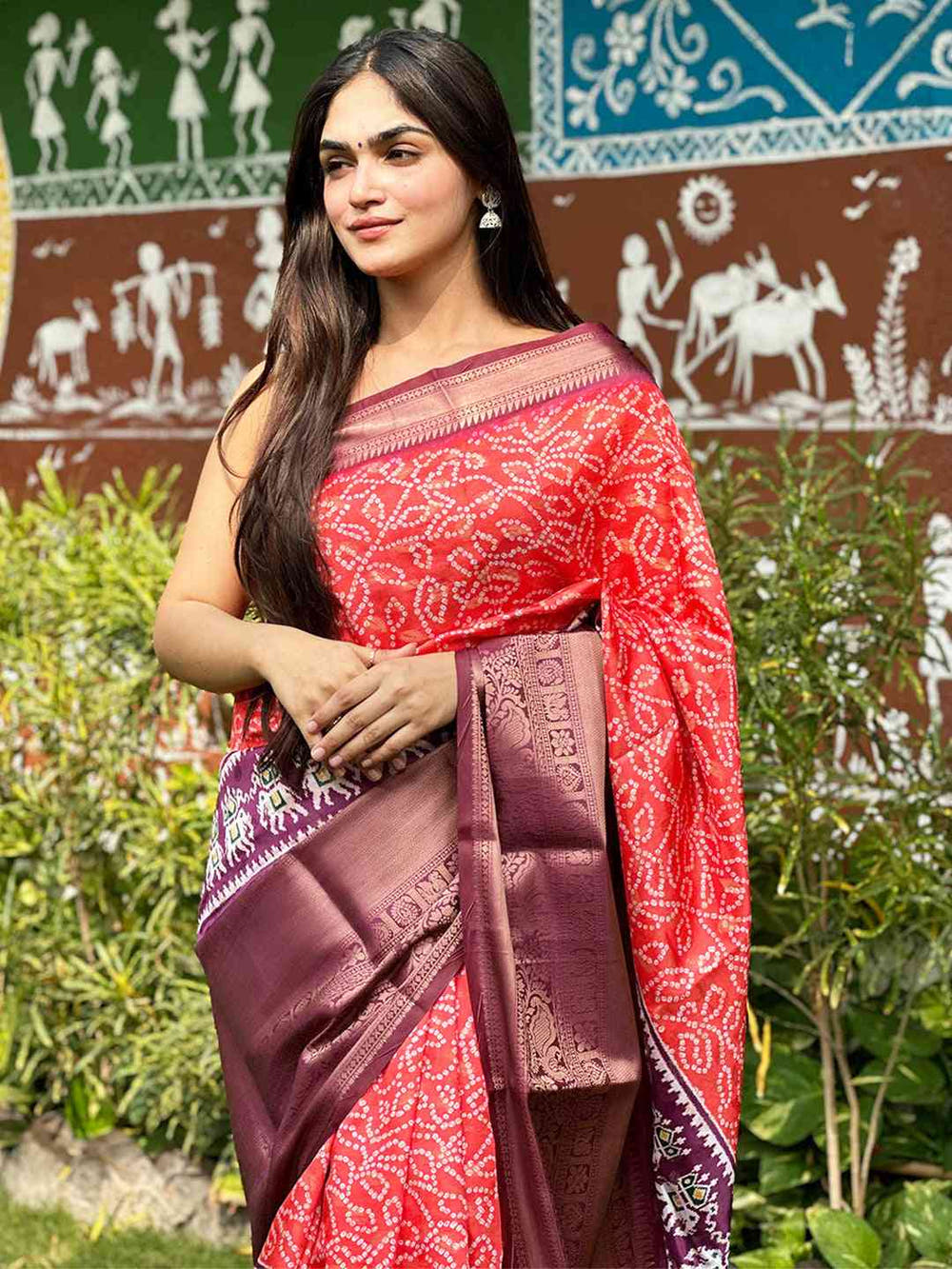 Soft Silk Bandhej Digital Printed Saree