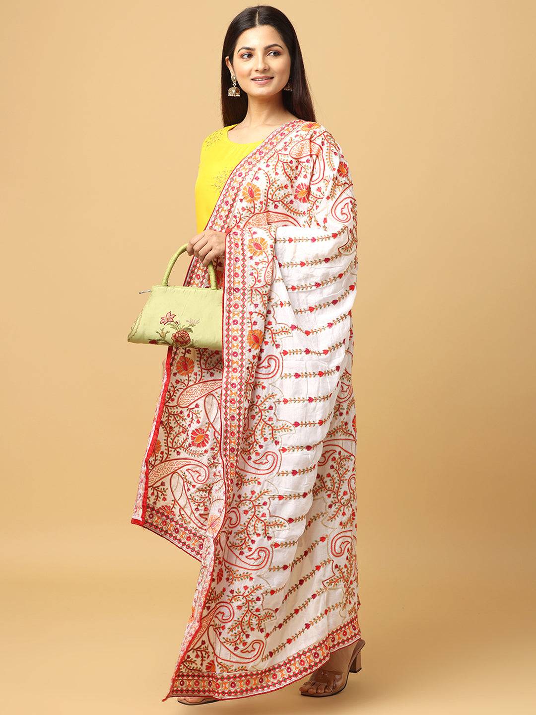 Ivory Rose Paisley Light Pashmina Dupatta