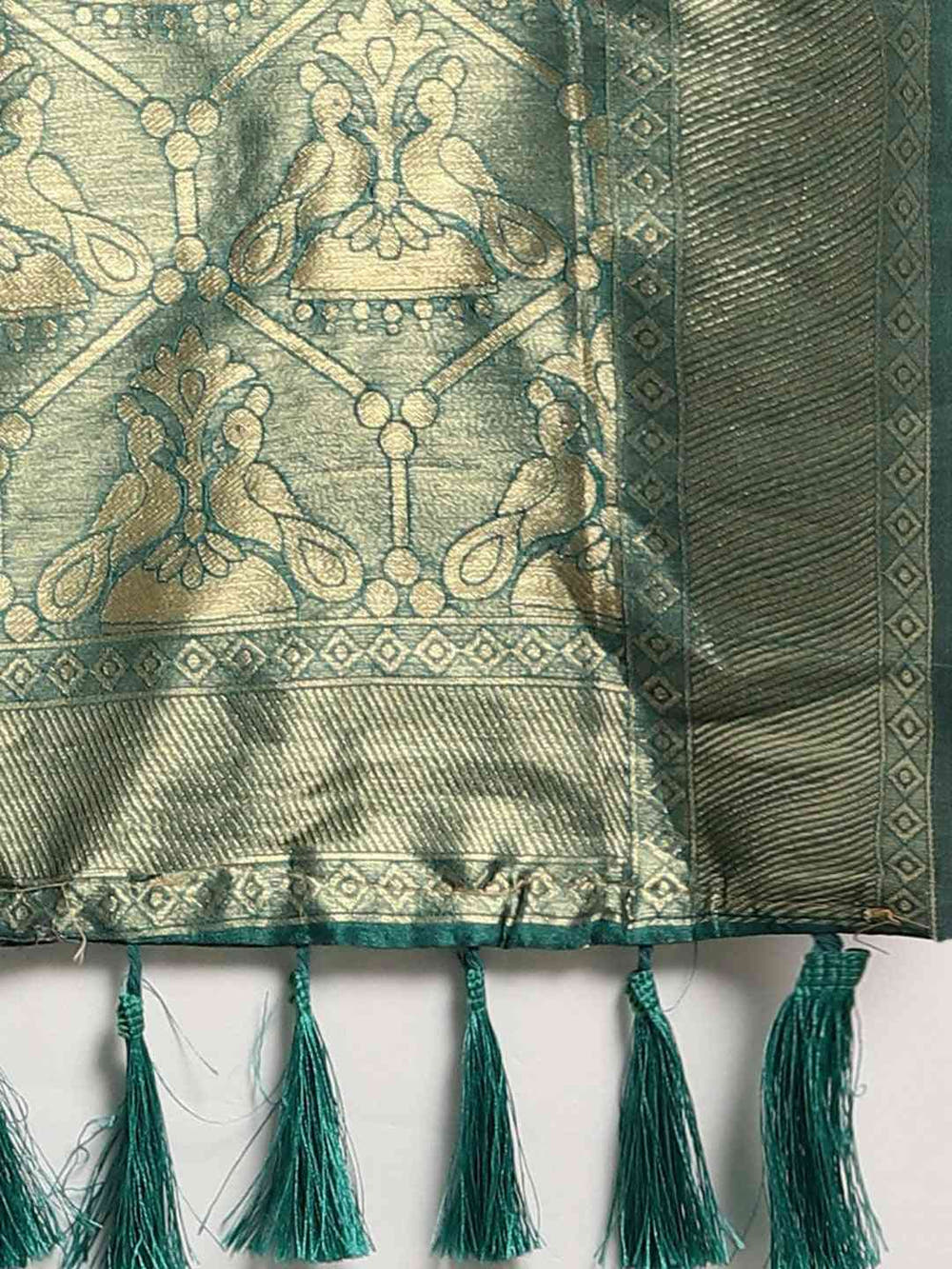 Beautiful Banarasi Greeen Colour Woven Design Saree