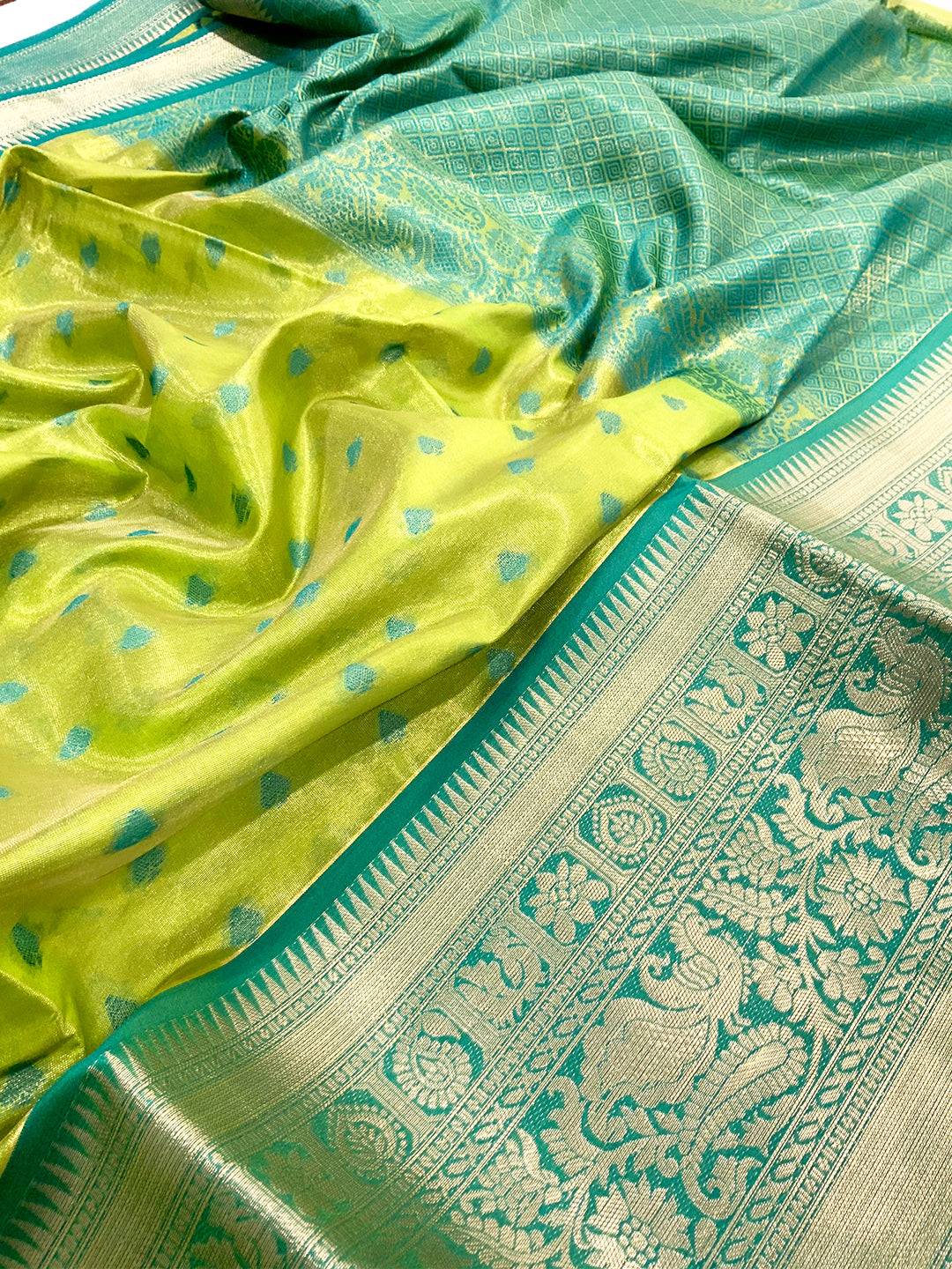 Radiant Green Kanjivaram Zari Tissue Saree