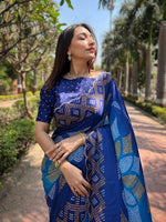 Blue Ombre Bandhej Georgette Silk Saree