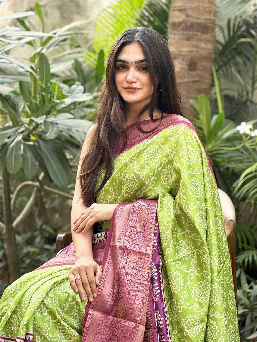 Soft Silk Bandhej Digital Printed Saree
