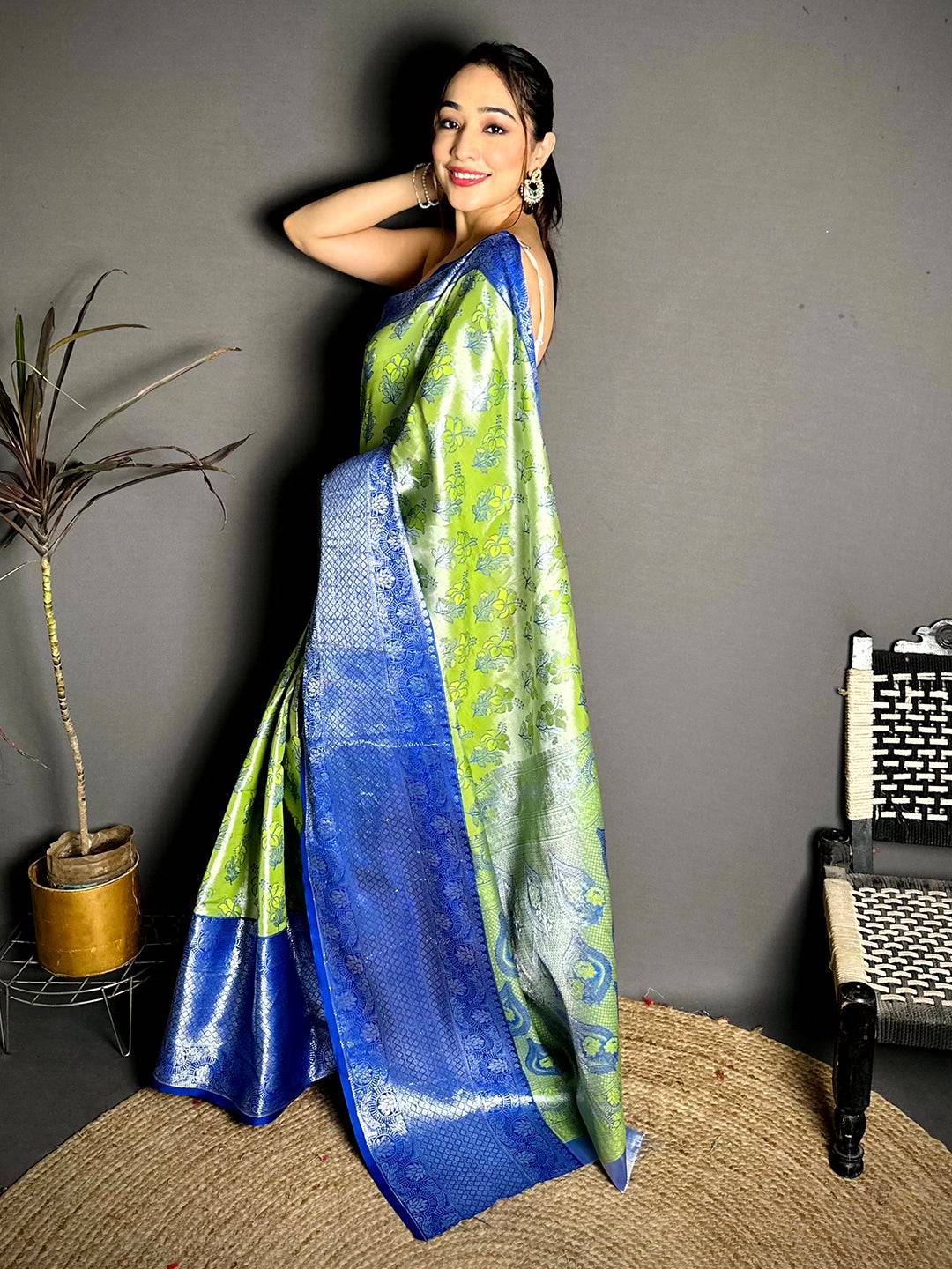Opulent Zari One Gram Tissue Kanchi Saree