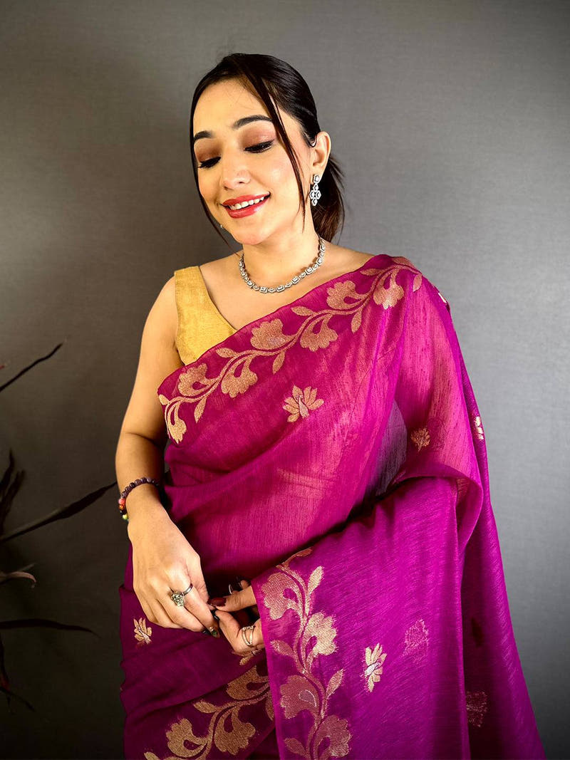 Wine Peacock Zari  Munga  Saree