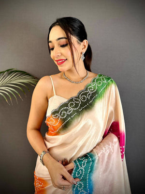 Stylish Chiffon Bandhej Print Saree