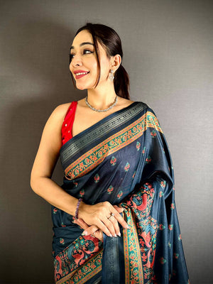 Radiant Kashmiri Print Soft Silk Saree
