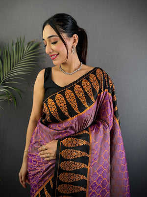 Lavender Soft Banarasi Katan Silk Saree