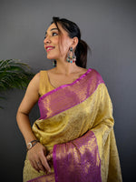 Golden Beige Dharmavaram Silk Saree