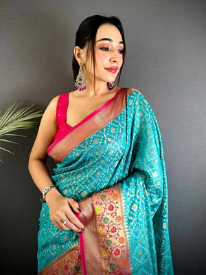 Rama Banarasi Minakari Katan Silk Saree
