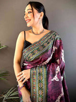 Dark Wine Soft Silk Fish Kalamkari Saree