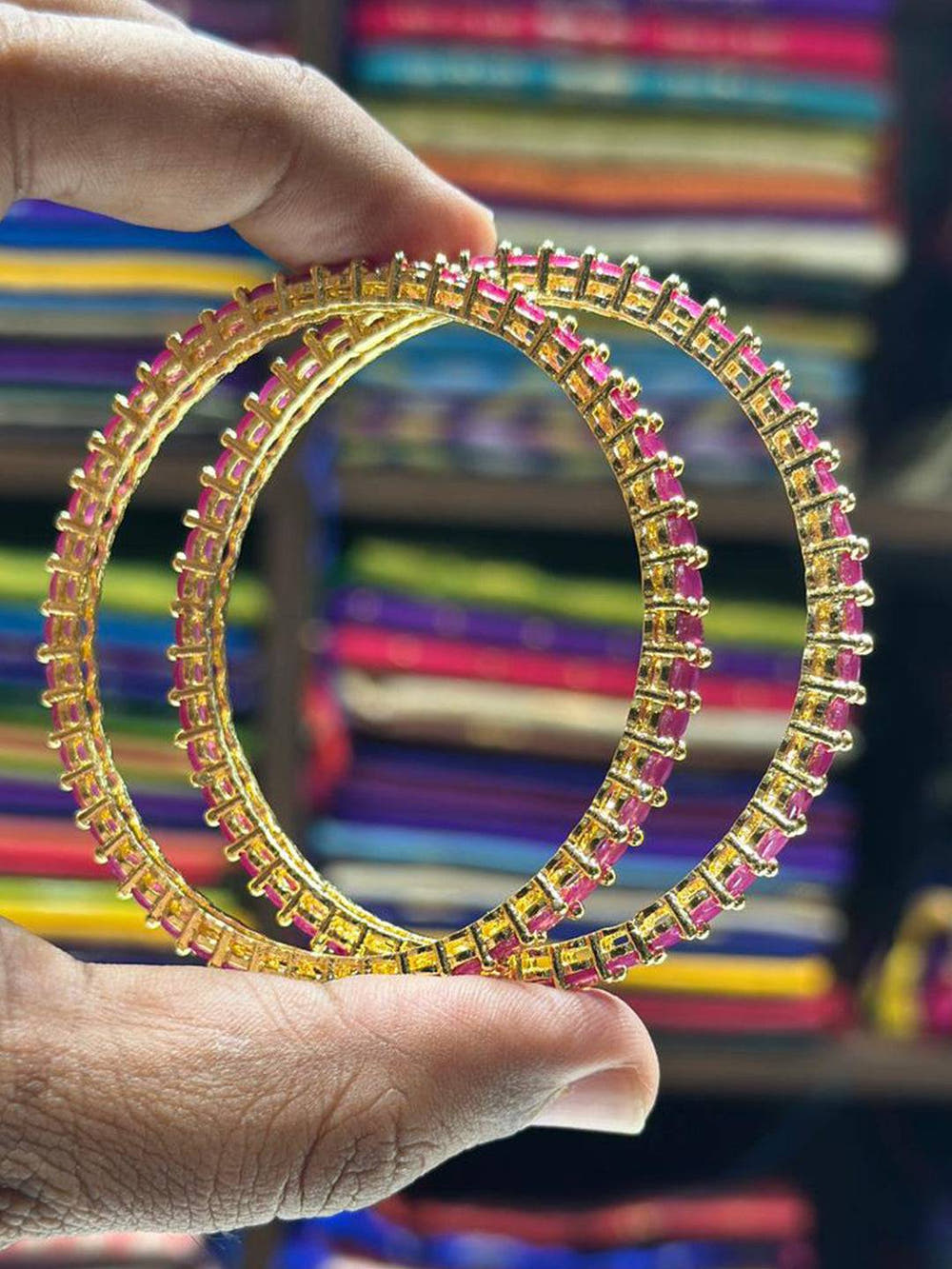 Classic  Ruby  Line  Gold  Bangle