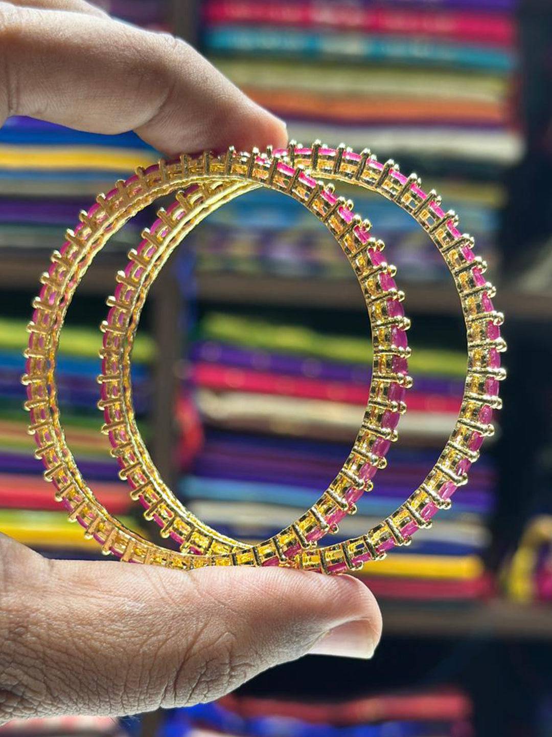 Classic  Ruby  Line  Gold  Bangle
