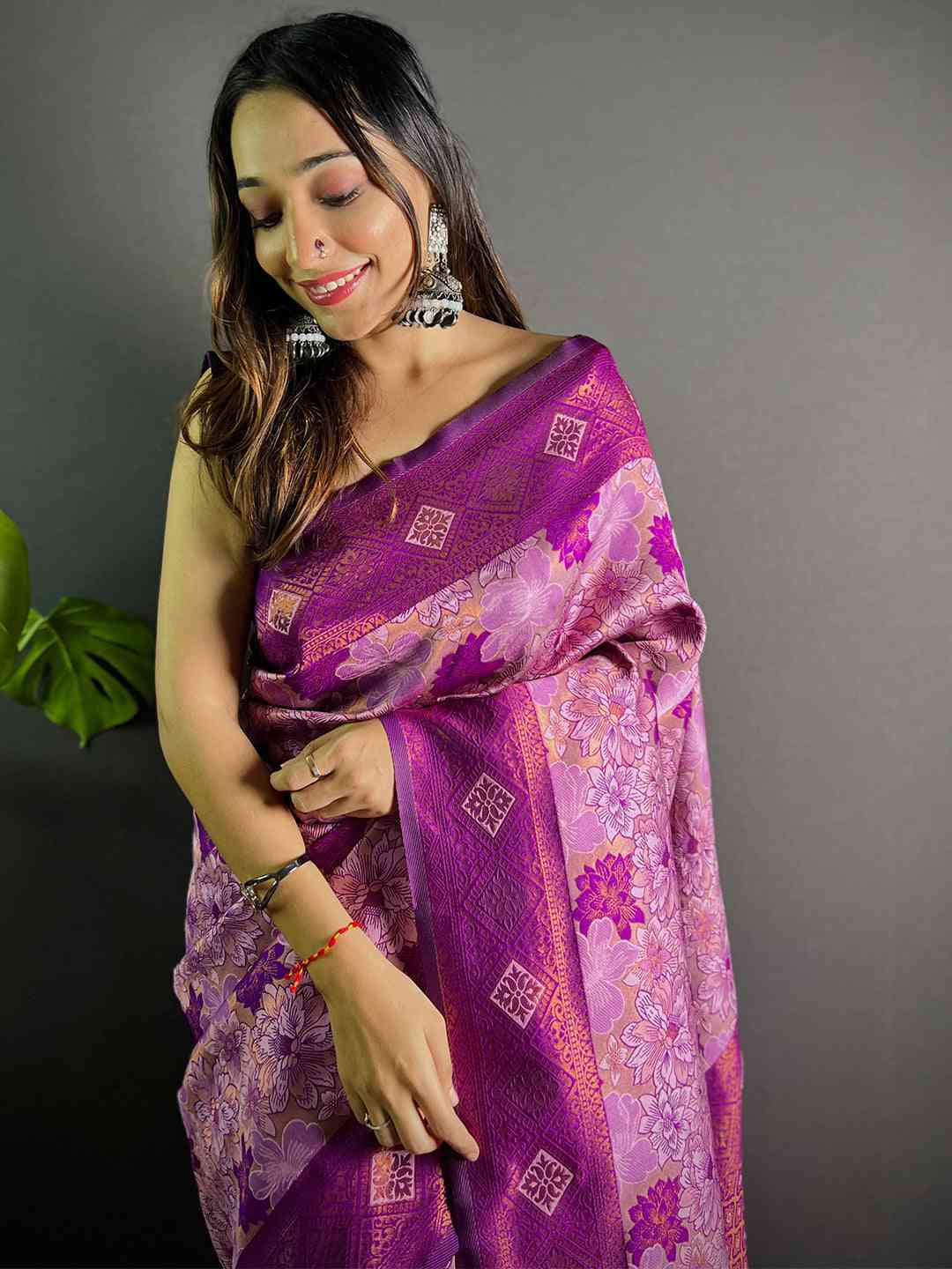 Lavender Soft Silk Butta Weaving Saree