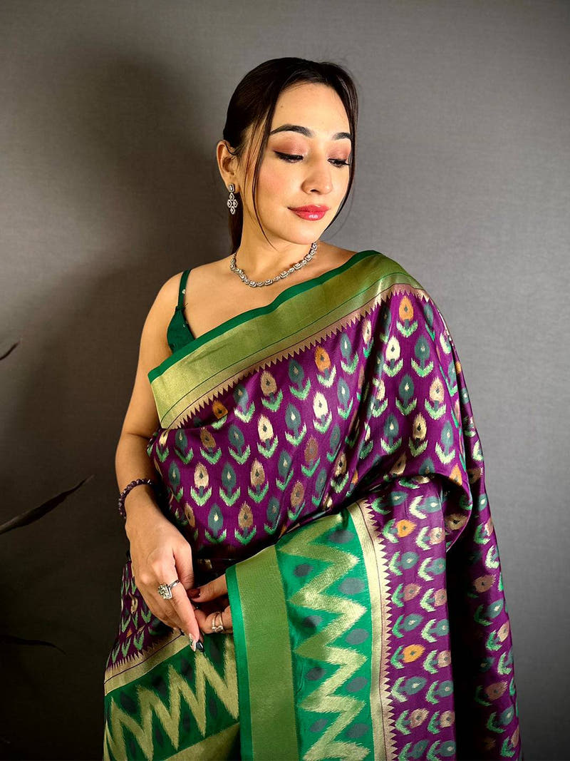 Bangani Double Ikkat Soft Silk Saree