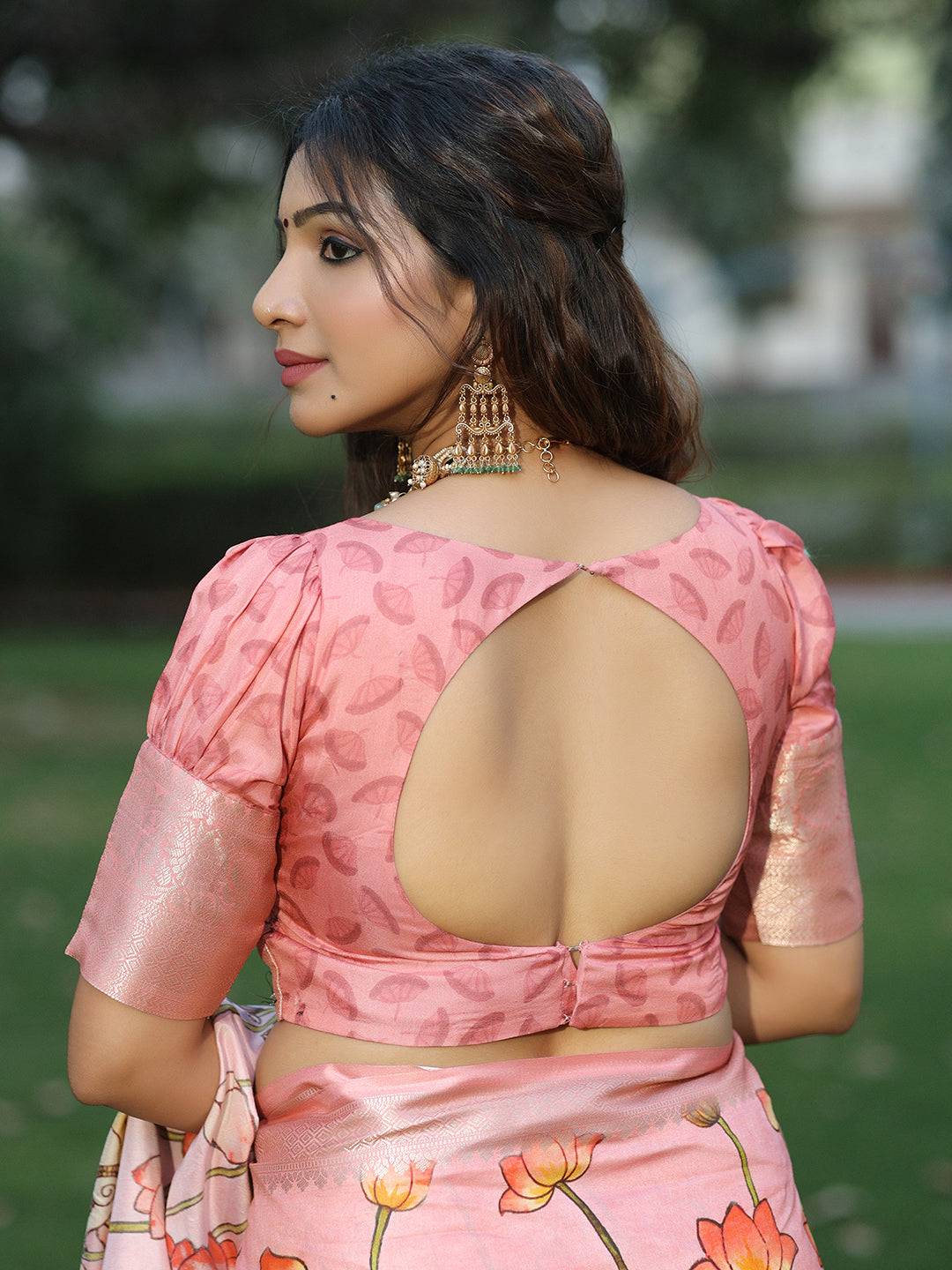 Pink Pure Viscose Dola Silk Saree With Pichwai And Mughal Print - Luxe