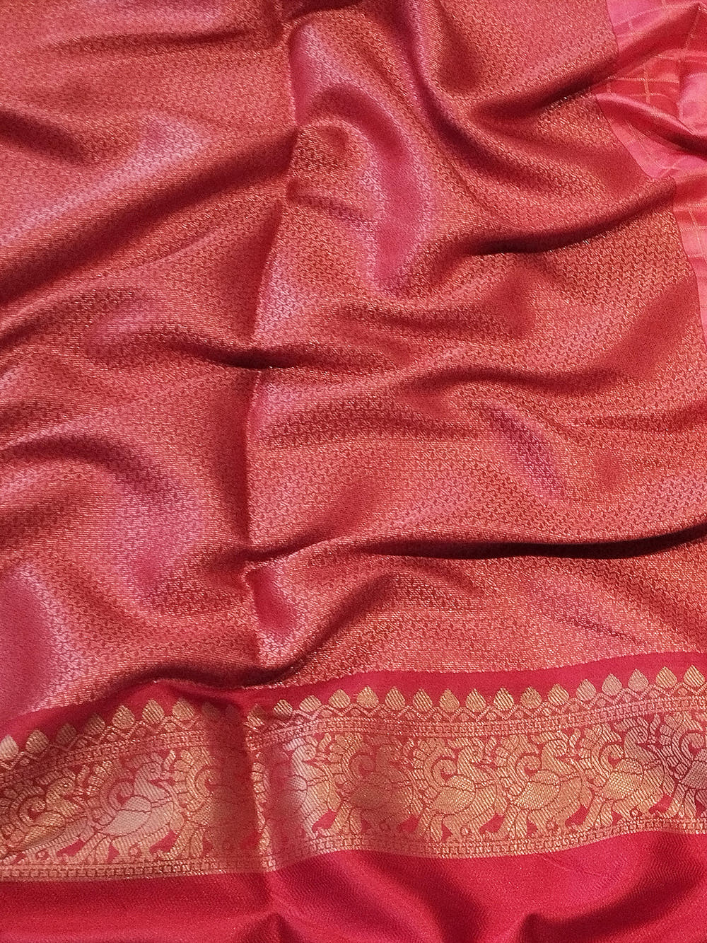 Cream Colour Double Border Chex Weaving Banarasi Soft Silk Saree