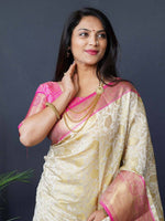 White Floral Zari Banarasi Kanjivaram Silk Saree