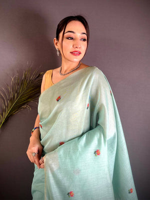 Sky Blue Ghicha Minakari Weave Saree