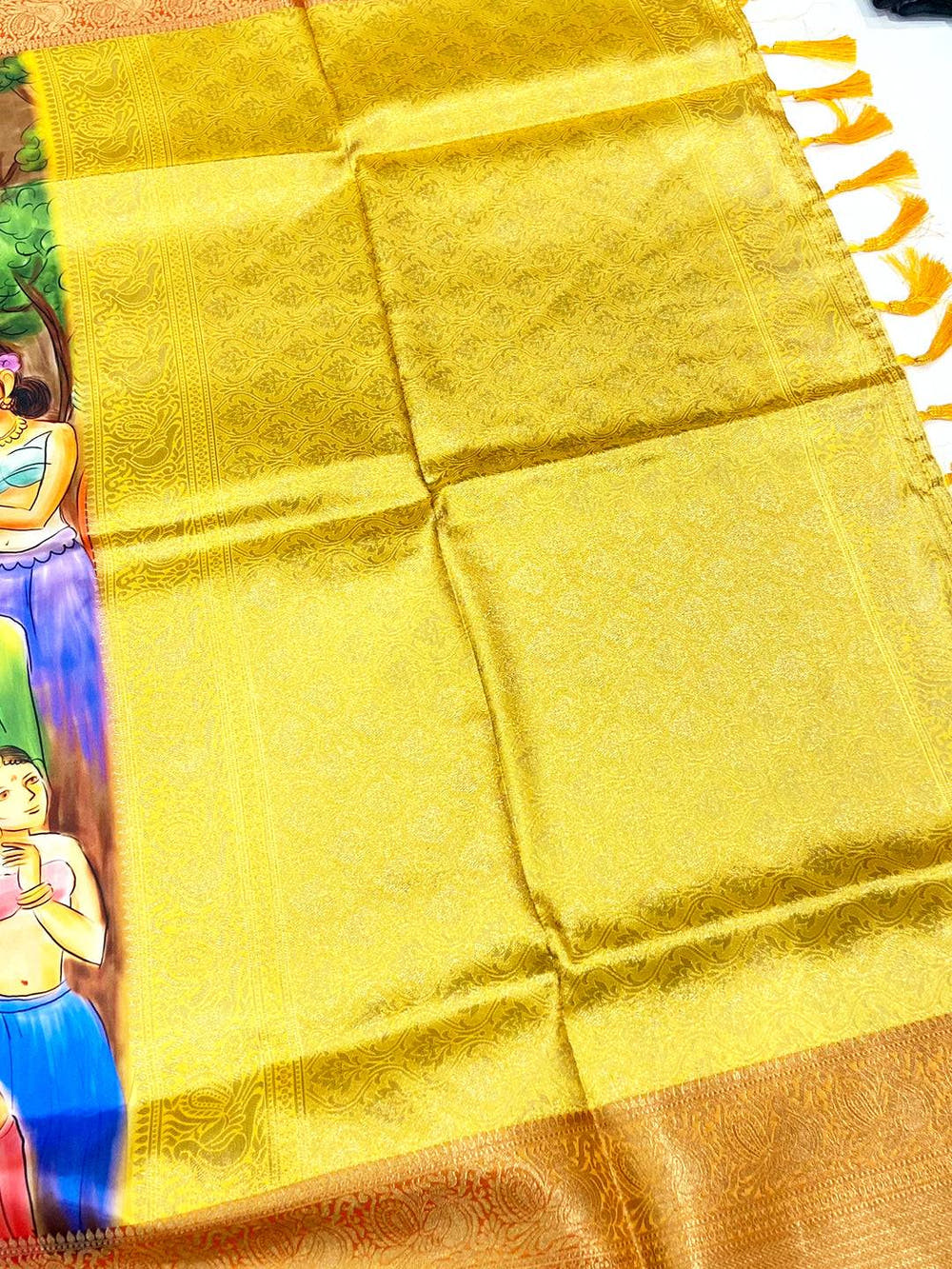 Kerala Mural Figure Kalamkari Saree