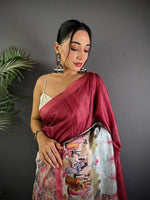 Maroon Kalamkari Digital Printed Saree