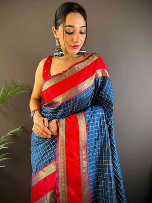 Royal Blue Silk Woven Kanchi Banarasi Saree