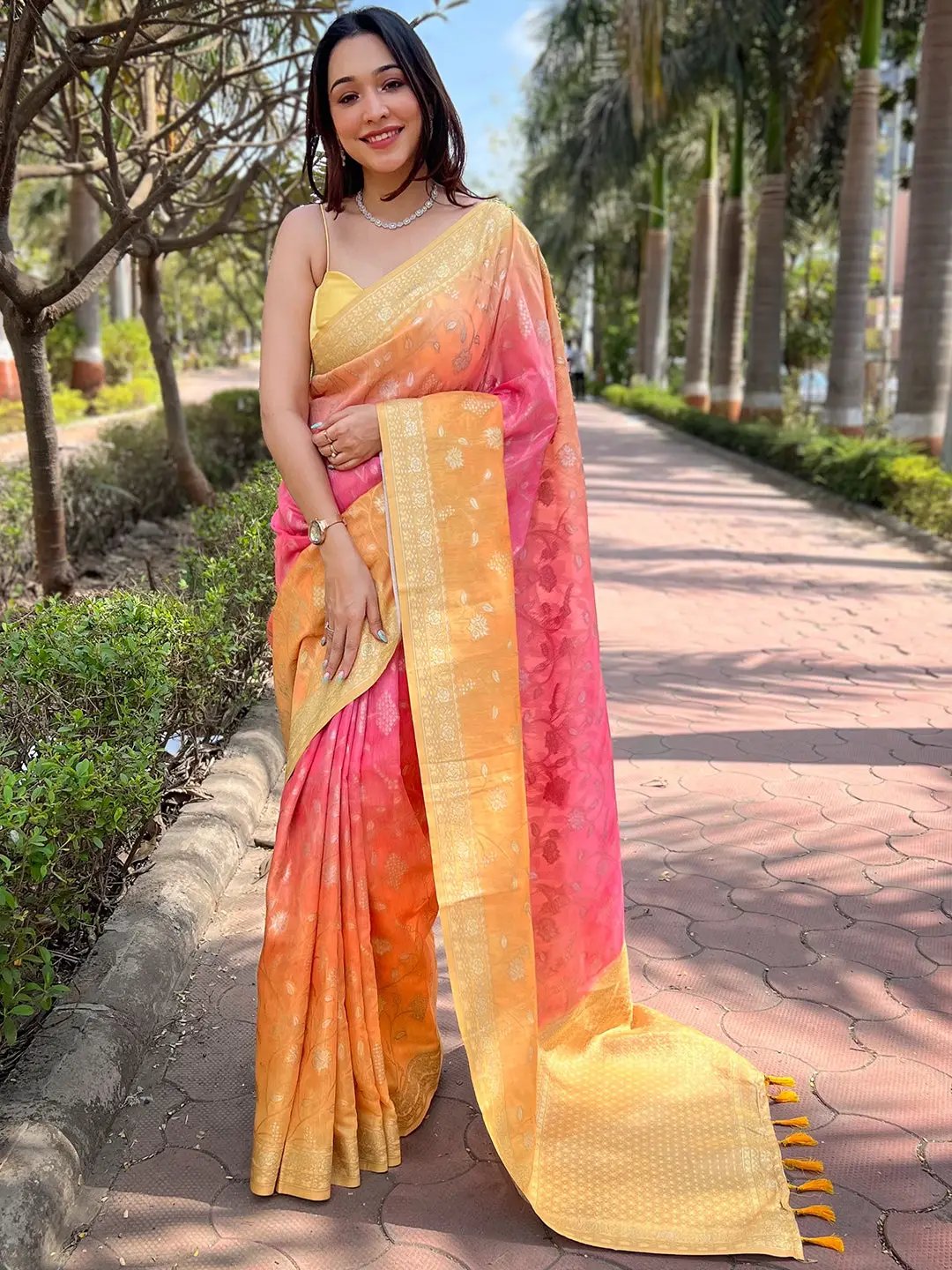 Bollywood Soft Slub Silk With Pure Zari And Lakhnavi Badla Weaving