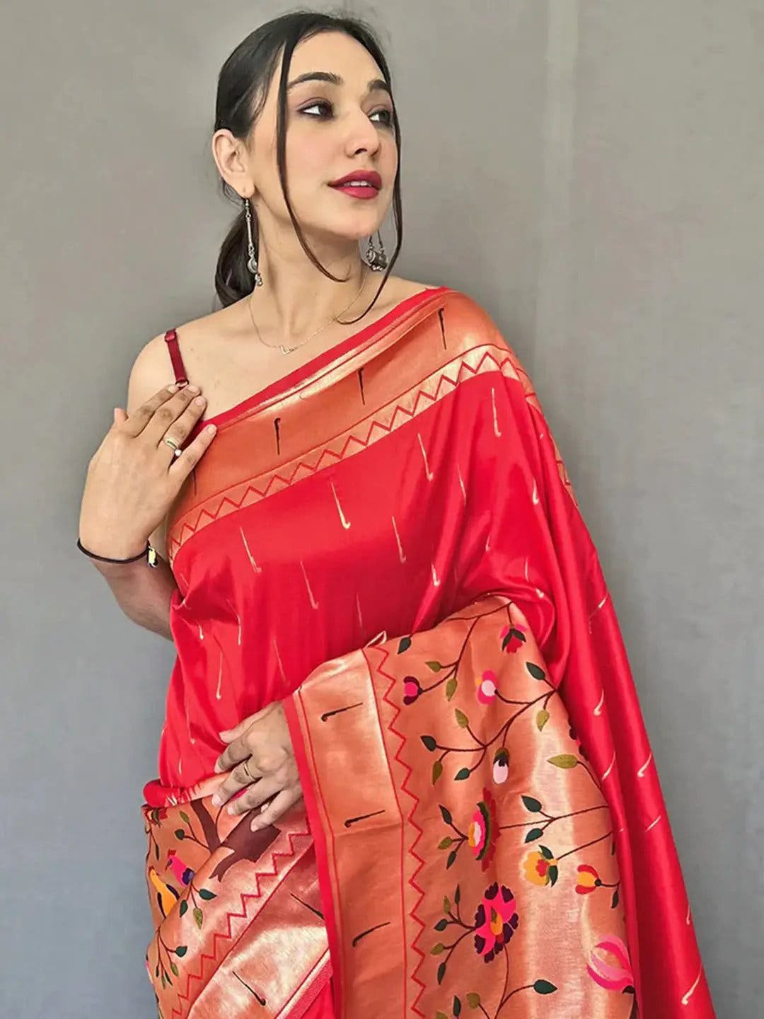 Royal Red Paithani Big Border Zari Woven Saree