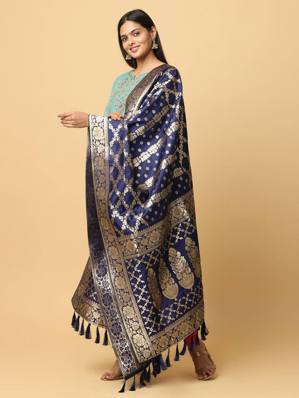 Trendy Silk Blend Woven Design Dupatta
