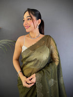 Green Art Silk Sequence Work Saree