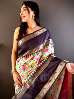 Majestic Navy Blue Banarasi Soft Silk Saree